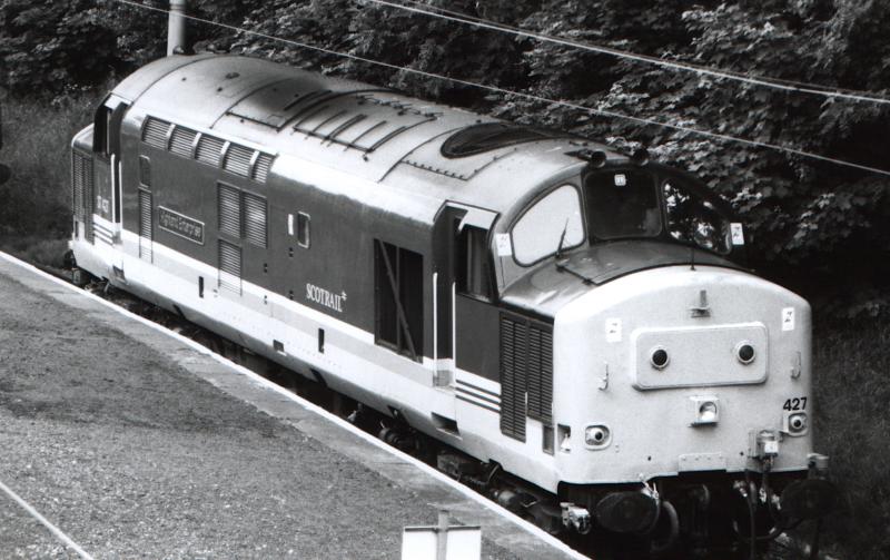 ScotRail Tractor..jpg: ScotRail Tractor 37427 at Maxwell Park Station Open Day, Sept 1993. Photo of ScotRail Tractor..jpg