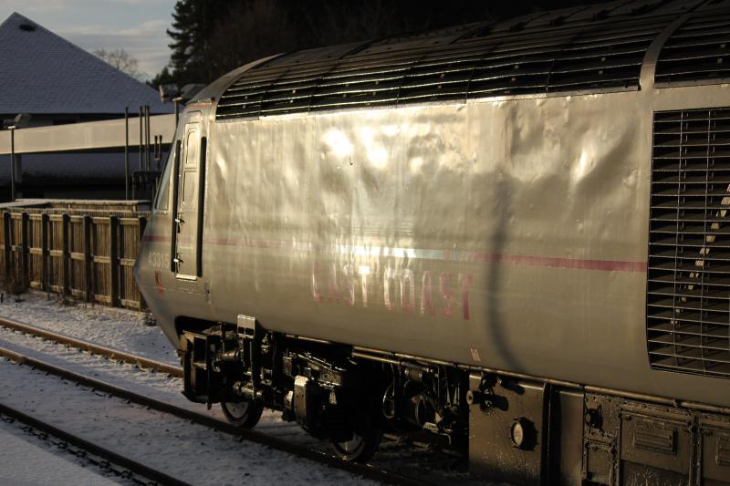 WInter Sun: The southbound 'Highland Chieftain' sits at Aviemore on Sunday 18th Dec glinting in the weak winter sun Photo of WInter Sun