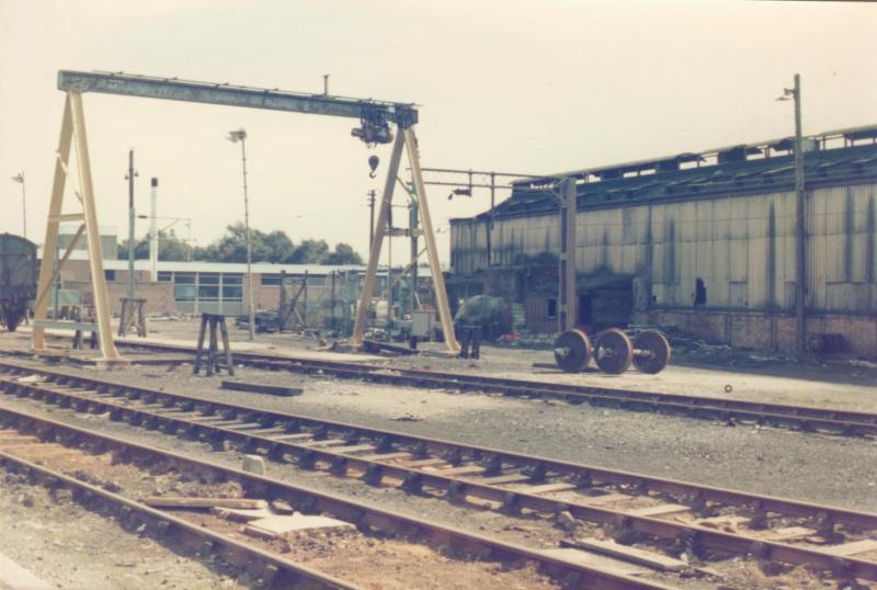 Carstairs Station yard lifting frame: Carstairs Station yard lifting frame and side of the shed Photo of Carstairs Station yard lifting frame