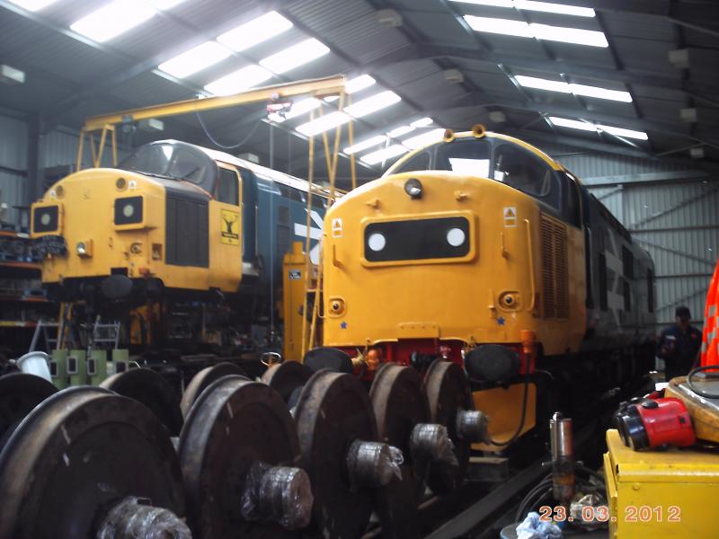 The 37 Depot.: 37025 and 37175 in the diesel depot at Bo'ness. Photo of The 37 Depot.