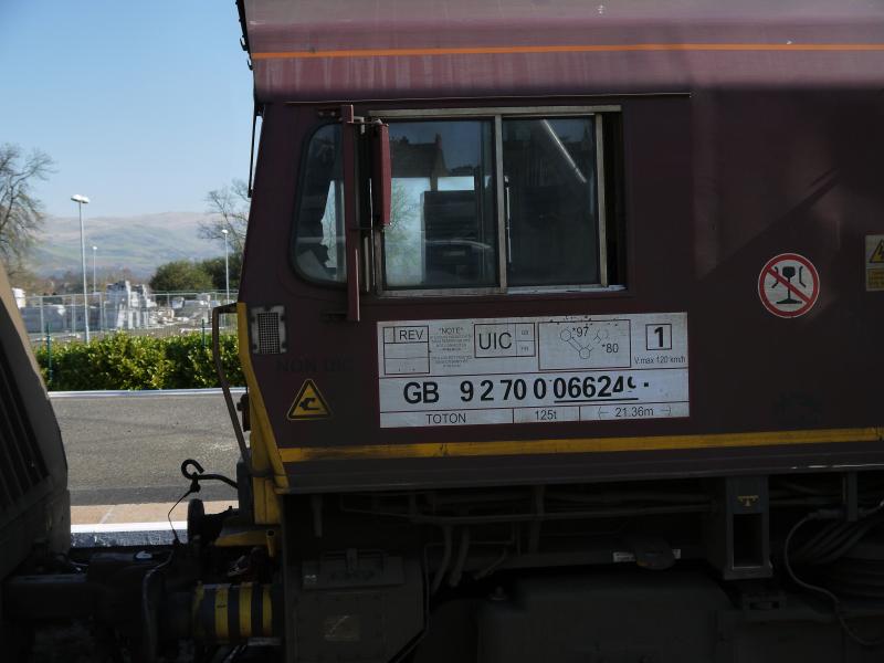 66249 : UIC number panel on 66249 Stirling 27/03/12 Photo of 66249