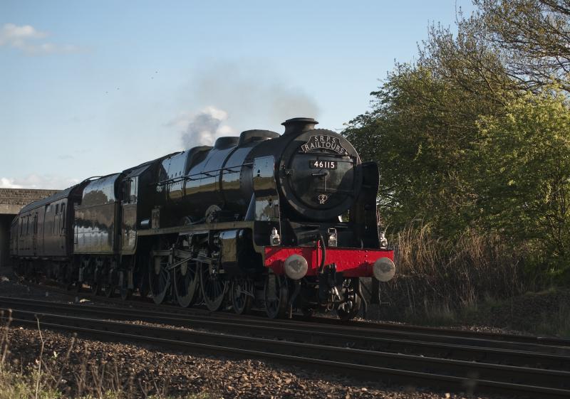 Scots Guardsman: 46115 catches the evening sun on the SRPS railtour at Dalmeny Junction Photo of Scots Guardsman