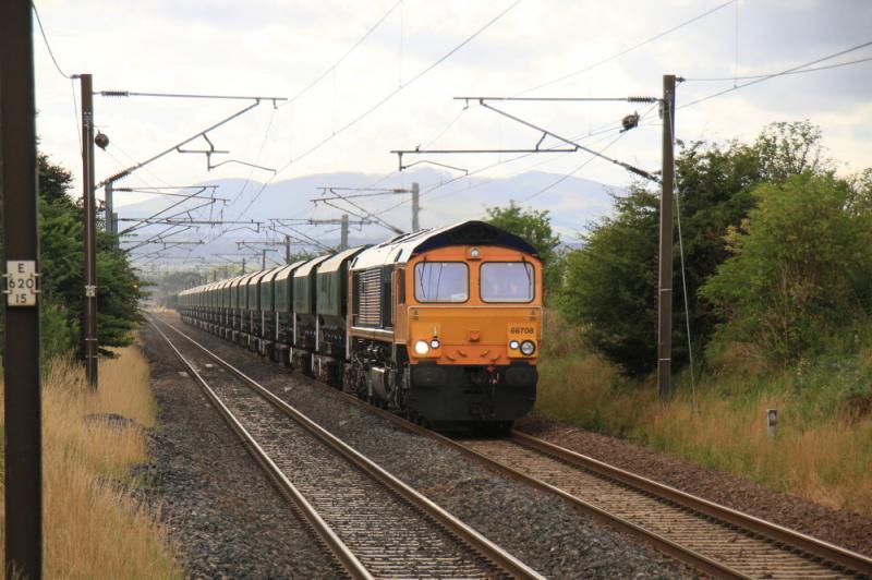 6Z66 at Wallyford: 66708 with 23 JGA wagons on 6Z66 13.25 Deanside to Lackenby approaching Wallyford on 21/08/2012 Photo of 6Z66 at Wallyford