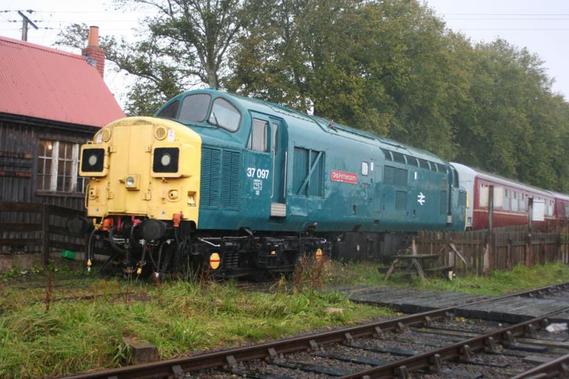 37097: 097 on a wet & soggy day at Bridge of Dun depot of the Brechin Steam railway Photo of 37097