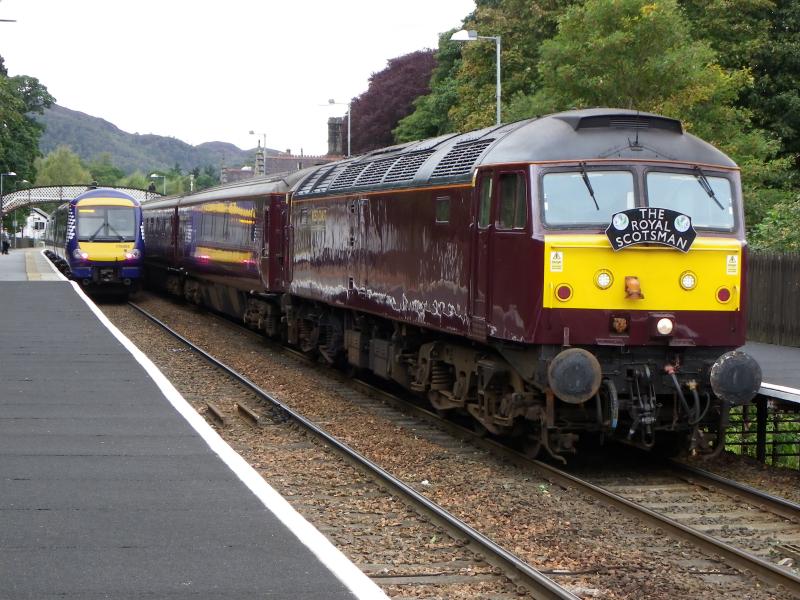 47237 on Royal Scotsman Duty at Pitlochry: 47237 hauling The Royal Scotsman at Pitlochry on Thursday 27th September2012 Photo of 47237 on Royal Scotsman Duty at Pitlochry
