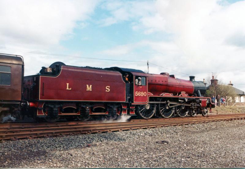 LMS 5690 Leander: Jubilee Class Thunders through South Ayrshire on a special Many yeas ago..Any info on date would be great (Scan from Print) Photo of LMS 5690 Leander