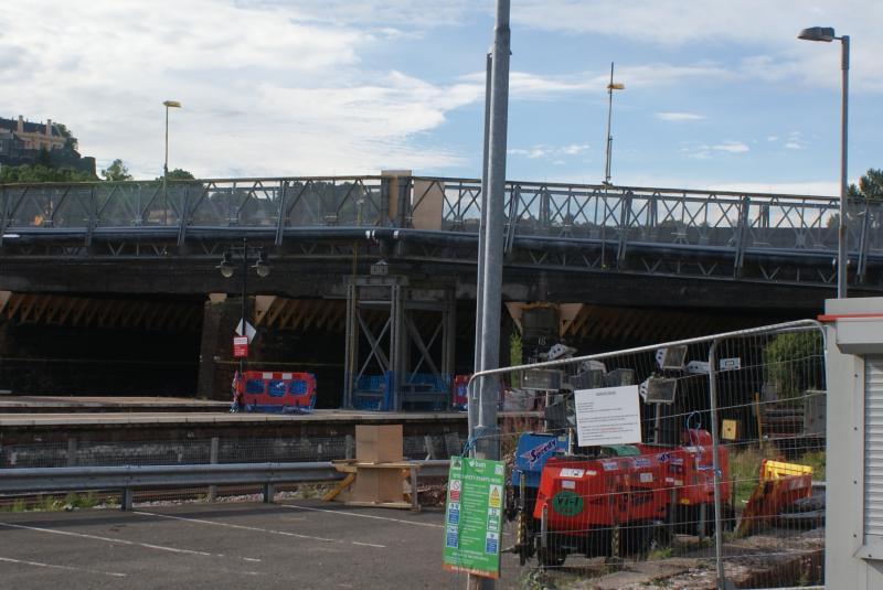 Temporary shoring in place on Shore Road bridge: Temporary shoring in place on Shore Road bridge to support the bridge deck Photo of Temporary shoring in place on Shore Road bridge