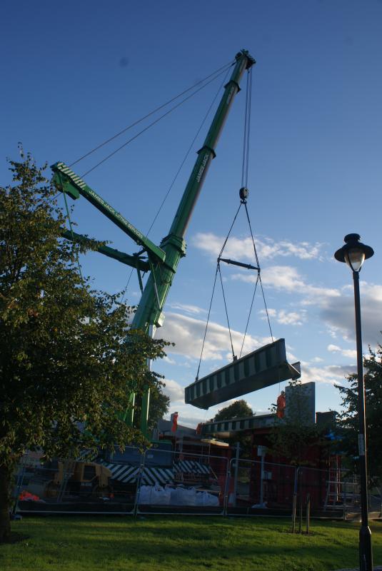 Causewayhead Road southbound deck moving into position: Causewayhead Road southbound deck moving into position. 09.09.13 Photo of Causewayhead Road southbound deck moving into position