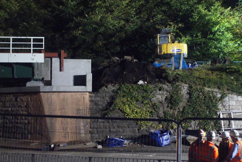 A big gap in the southern wingwall that'll have to be filled: A big gap in the southern wingwall at Causewayhead that'll have to be filled. 28.09.13 Photo of A big gap in the southern wingwall that'll have to be filled