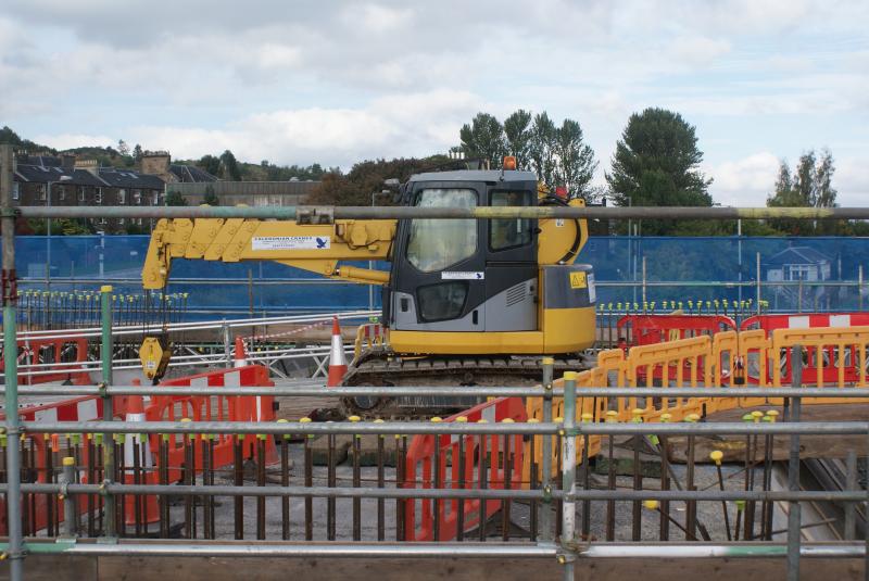 The mini crawler crane sitting on Shore Road's deck: The mini crawler crane sitting on Shore Road's deck on 29.09.13 Photo of The mini crawler crane sitting on Shore Road's deck