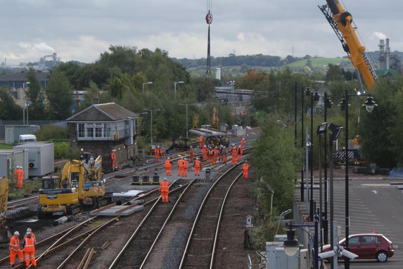 Another section of No.44 points being lifted into place: Another section of No.44 points being lifted into place. 05.10.13 Photo of Another section of No.44 points being lifted into place