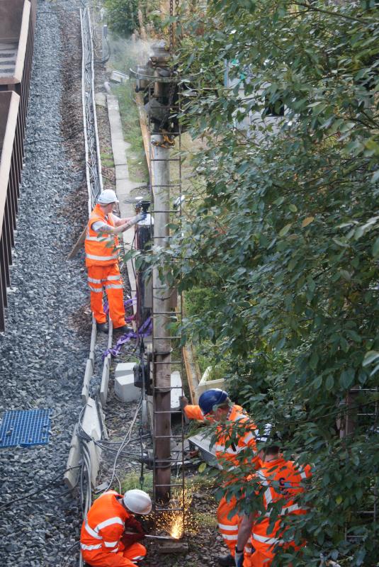 SM48 being cut from its base: Old Stirling signal SM48 being cut from its base with smoke coming out of the top. 05.10.13 Photo of SM48 being cut from its base