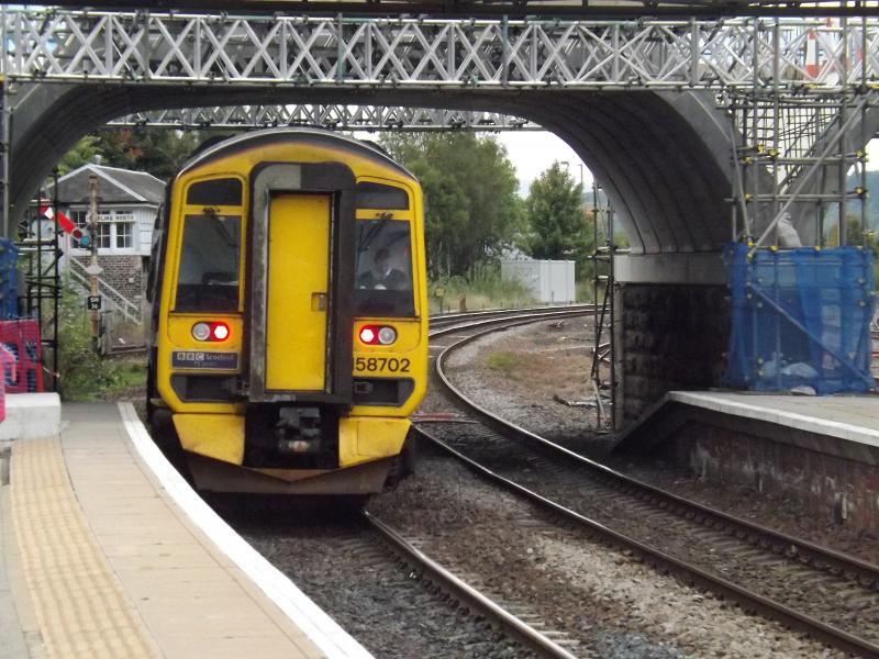 Class 158 BBC Scotland 75 Years: A Class 158 leaves Stirling on a late September evening in 2013. With thanks to Clarkc! Photo of Class 158 BBC Scotland 75 Years