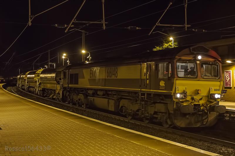 66148 6K15: 66148 at Newton-On-Ayr whilst working 6K15 Carlisle N.Y. - Newton-On-Ayr ballast train on Saturday 22nd March 2014 Photo of 66148 6K15