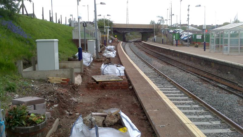 Bargeddie Station: Upgrading work at Bargeddie station as part of the Whifflet electrification scheme. Photo of Bargeddie Station