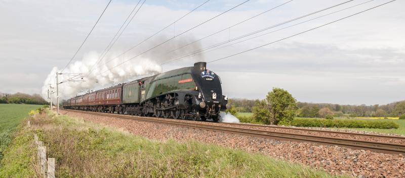60009 on GB7 4.5.14: 60009 approaching Redhouse on southbound leg of GB7. Leaky cylinder or not, she was looking tip-top. Photo of 60009 on GB7 4.5.14