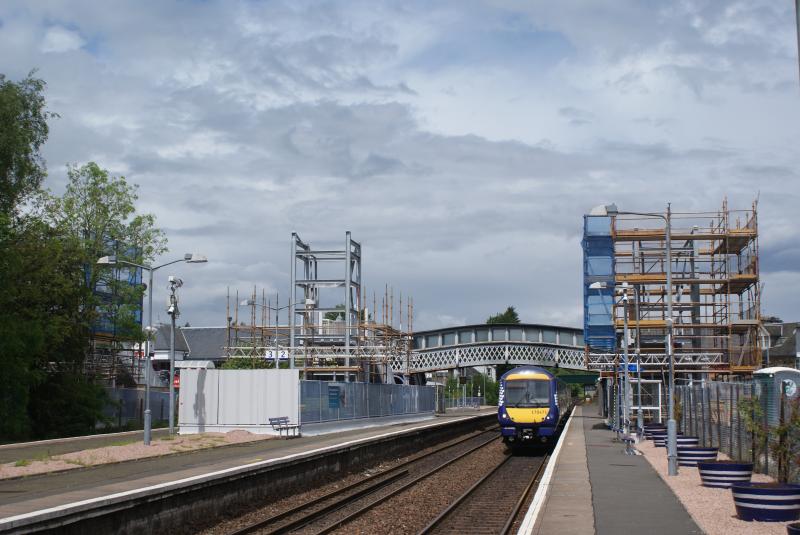 Dunblane new bridge progress 08.06.14 003: View of the Dunblane Station new bridge progress on 08.06.14. Photo of Dunblane new bridge progress 08.06.14 003