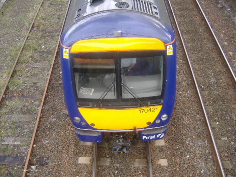 170 421: Unusual view of 170 421 ta Arbroath with an Abdn- Queen St service Photo of 170 421