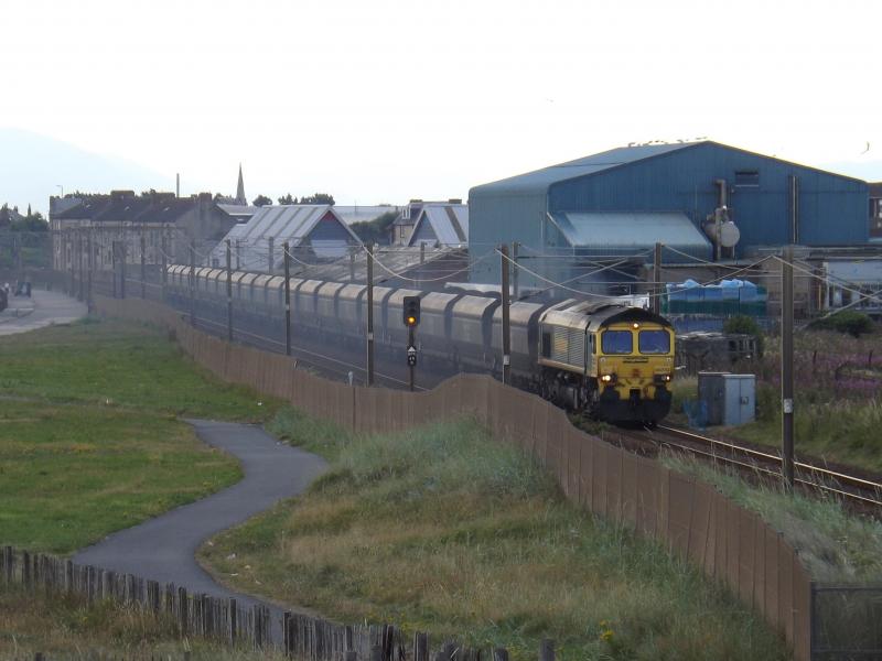 Ayrshire Industry: A Class 66 makes its way out of Saltcoats on a warm summer evening in July 2014. Photo of Ayrshire Industry