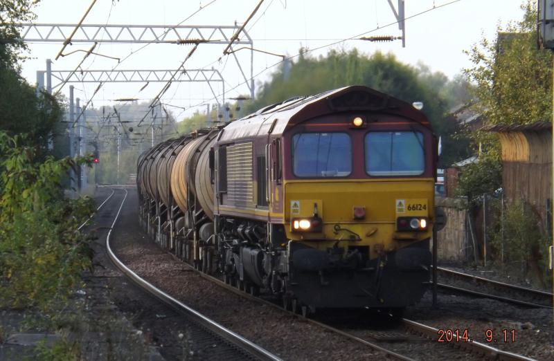 Tanked Up : Ex Euro Central heads towards Coatbridge Central on sunny evening in September 2014. Lengthening shadows highlighting the tanks. Photo of Tanked Up