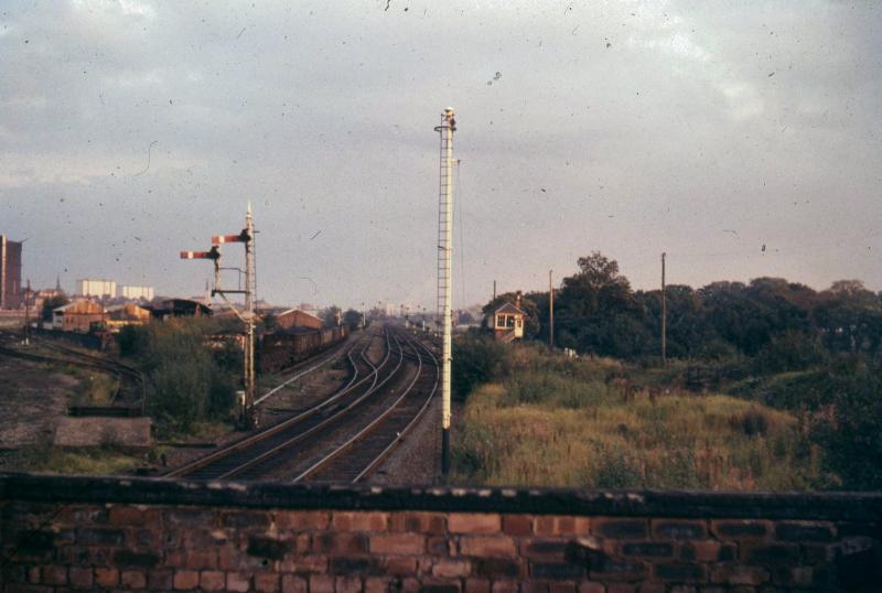 Gartsherrie: View southwards from the burnt out remains of Gartsherrie NB / LNE / East box taken c1968. Photo of Gartsherrie