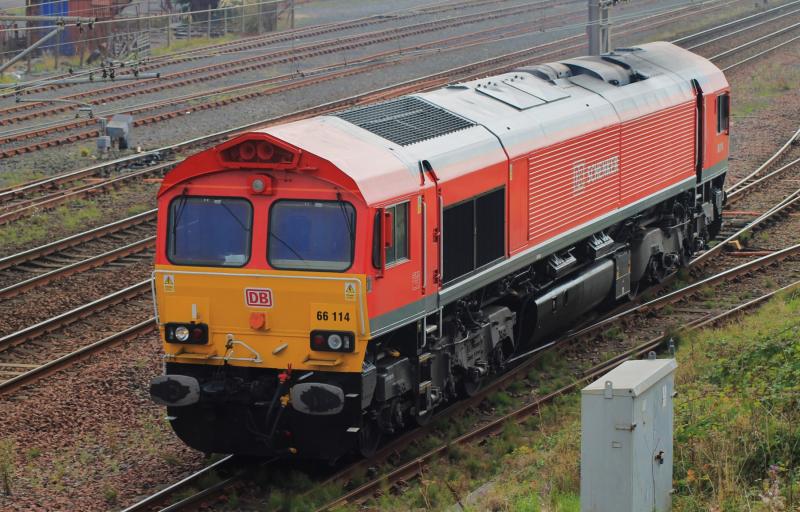 66114: looking ex-works heading into Falkland yard Photo of 66114
