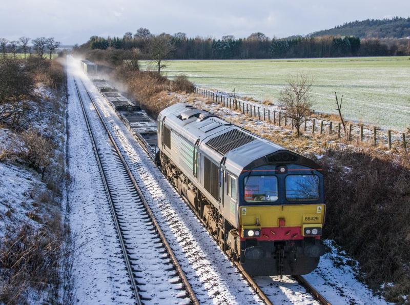 66429: 66429 heads north with 4A13 today at Forgandenny. 13/01/15 Photo of 66429