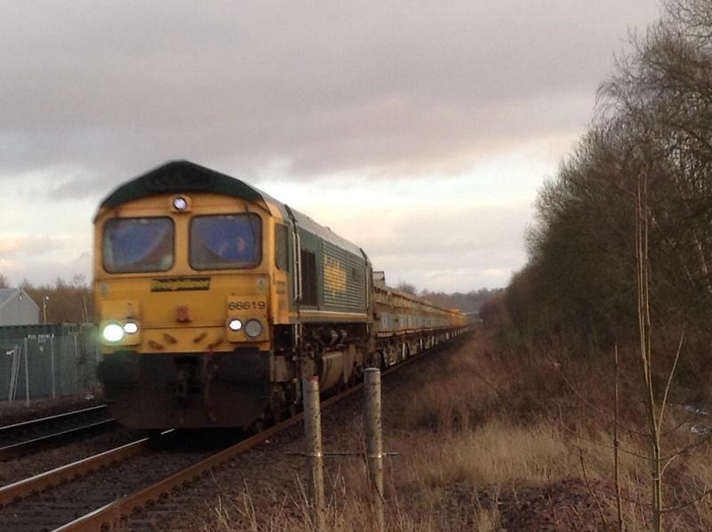Class 66: Class 66 66619 Derek W Johnston on its way to Arbroath through Stirling Photo of Class 66