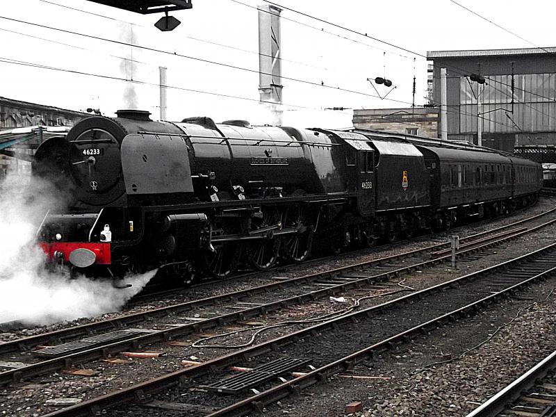 46233 at Carlisle: 46233 Duchess of Sutherland waits at Carlisle with the return Cumbrian Mountain Express to London Euston, on Saturday 7th February 2015 Photo of 46233 at Carlisle