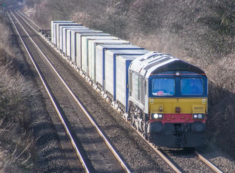 66422: 66422 on 4A13 at Forgandenny. 19/02/15 Photo of 66422