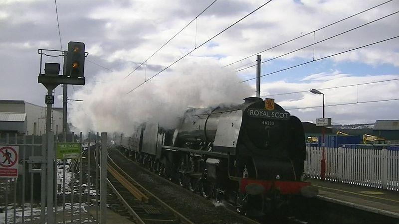 Duchess of Sutherland at Penrith on Winter CME: Ex LMS 46233 Duchess of Sutherland speeds through Penrith on 1Z86, the north bound Winter CME, taken on 31 January 2015 Photo of Duchess of Sutherland at Penrith on Winter CME