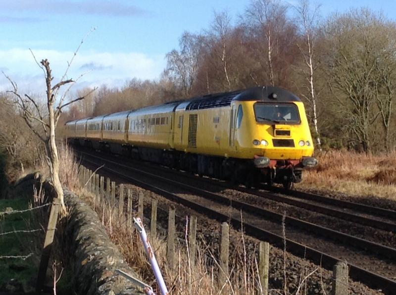 HST: HST 43014 leads 43013 through Greenhill Upper on the way to Glasgow Queen Street on 02/03/15 Photo of HST