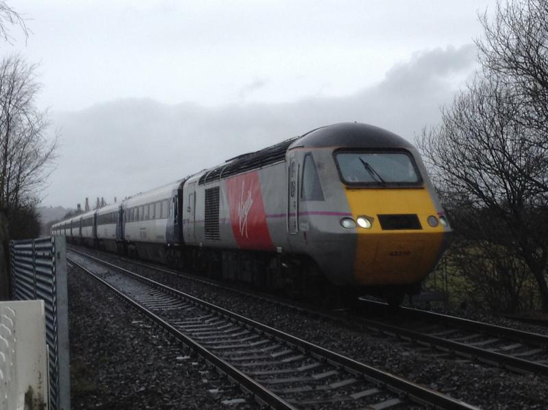 Hst: Virgin branded 43319 through Stirling on 07/03/15 with 43257 on the rear Photo of Hst