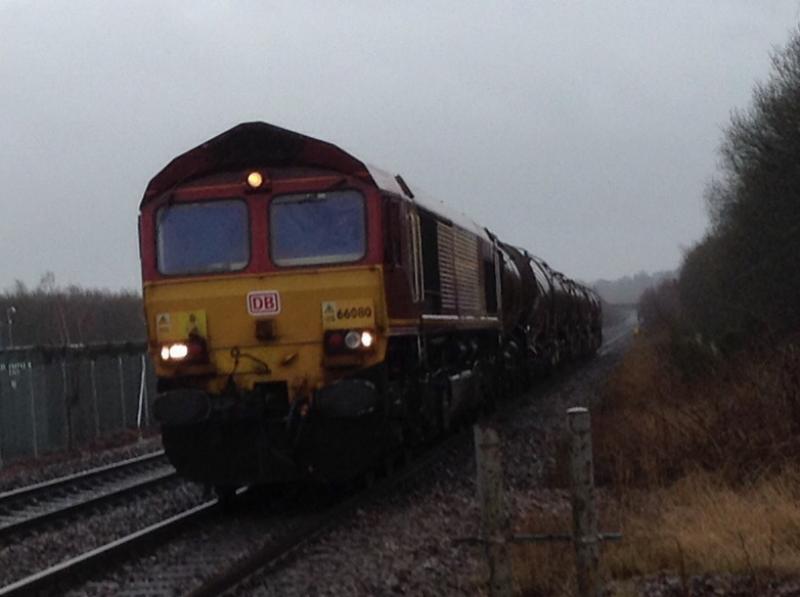 Class 66: 66080 through Stirling on its way to Aberdeen on 07/03/15 Photo of Class 66