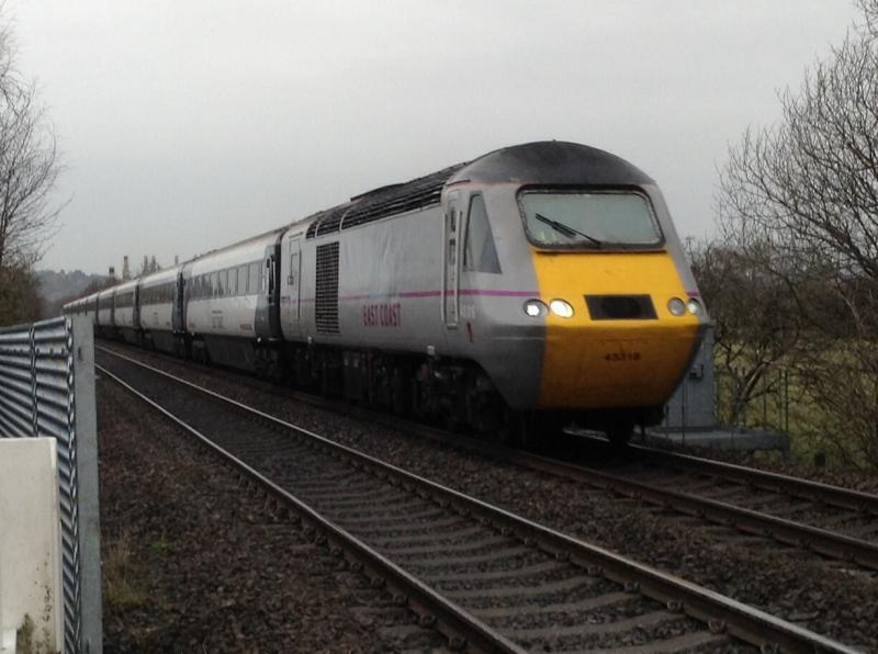 HST: HST 43318 leading 43310 through Stirling (East Coast) on Wednesday 11/03/15 for KX Photo of HST
