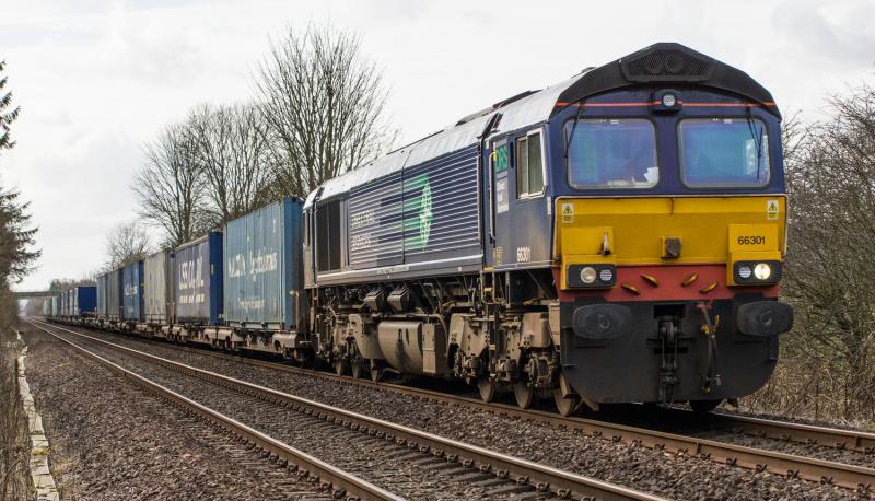 66301: 66301 on 4A13 at Forgandenny. 13/03/15 Photo of 66301