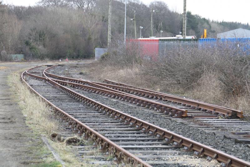 Stockton Haulage Yard: The east end of Stranraer Town station loop. This gave access to Stockton Haulage in the background, which the ORR stated, in writing, was safeguarded!
photo H Docherty Photo of Stockton Haulage Yard