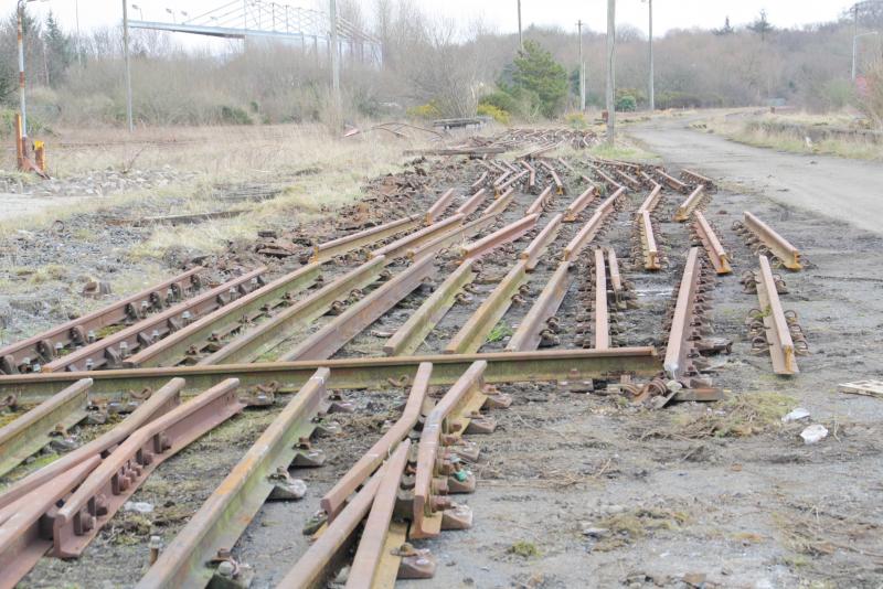 Stranraer Town Yard - the end!: The former Stranraer Town Yard. Once home to the Portpatrick and Wigtownshire Railway.
Rails 14/15 March 2015 awaiting disposal. photo H Docherty Photo of Stranraer Town Yard - the end!