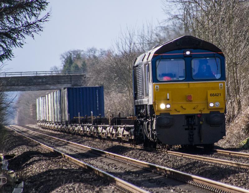 66421: 66421 passes Forgandenny on 4A13. 24/03/15 Photo of 66421