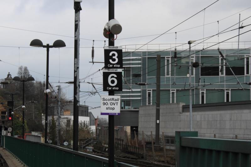 Redundant signs: Scotrail 90/DVT STOP sign on platform 7 at waverley still in position with National Express logo on 03/04/2015 Photo of Redundant signs