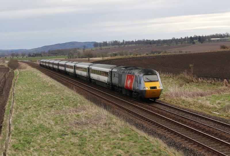 43208 leading Highland Chieftain: Passing Forteviot Photo of 43208 leading Highland Chieftain