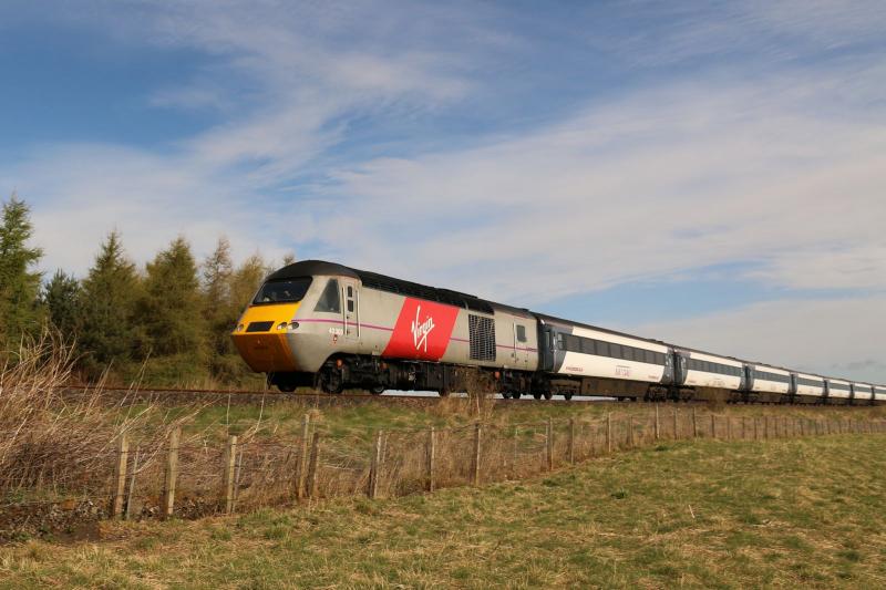 43305 leading Highland Chieftain: South of Stanley quarry am 16/04 Photo of 43305 leading Highland Chieftain