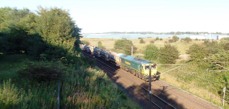 661L: Carlisle to Dumfries ballast 66585 with 66413 on rear through Glengarnock 1741 (caught me on the hop !!) Long way for a shortcut me thinks Photo of 661L