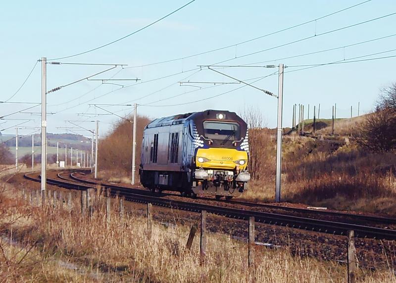 0Zxx: 68006 Motherwell to Carlisle DRS after swap with 68007, passing Lochwinnoch Photo of 0Zxx