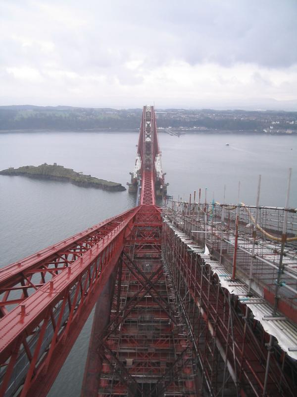 Across the forth: It's a bit blowy up here! View from the North cantilever towards South Queensferry. Photo of Across the forth