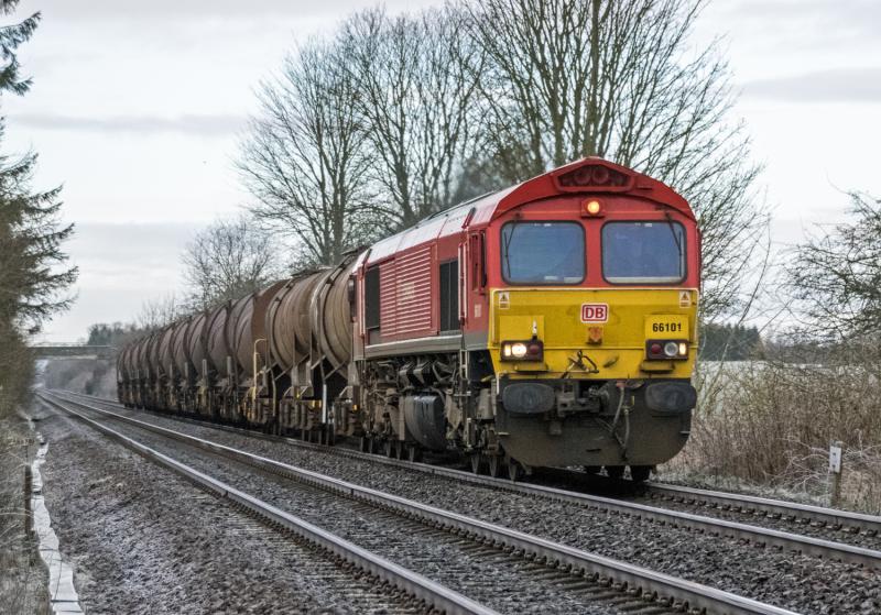 66101: 66101 passes Forgandenny on its way to Aberdeen. 12/02/16. Photo of 66101