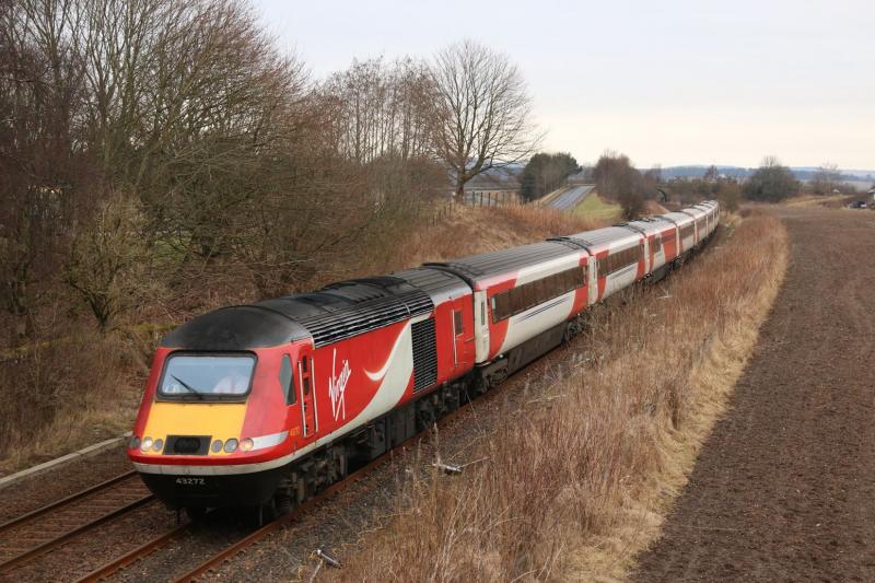 43272 leading Highland Chieftain: Passing Waulkmill Bridge - Luncarty Photo of 43272 leading Highland Chieftain