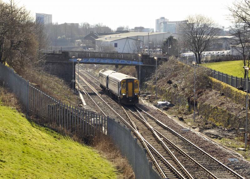 Not Long to go for old bridge: A QS-Anniesland service runs under the soon to be demolished Fountainwell Road Bridge Photo of Not Long to go for old bridge