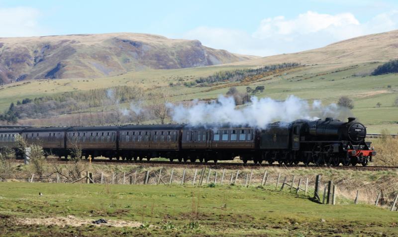GB 1X heading South.: 44871 Heading towards BLackford 63 late after brake issues at Perth . Photo of GB 1X heading South.
