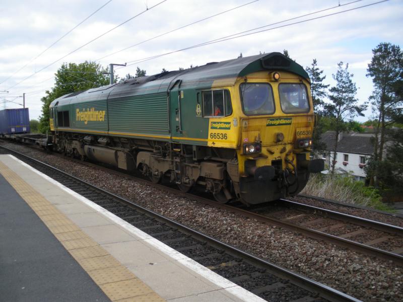 Diverted Freightliner: 66536 leads a diverted Coatbridge-Daventry service, passing Newcraighall 15/05/16 on the way into Millerhill Yard Photo of Diverted Freightliner
